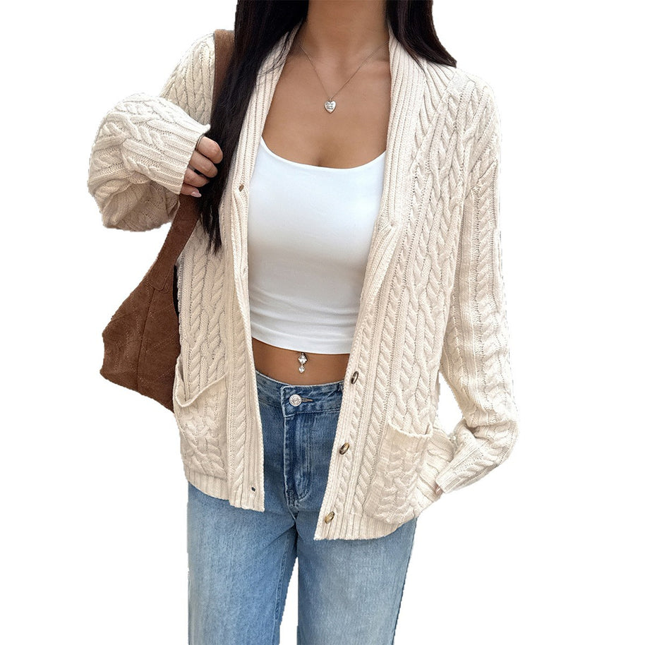 Damen Strickjacke mit Rippstruktur und Knopfverschluss WW