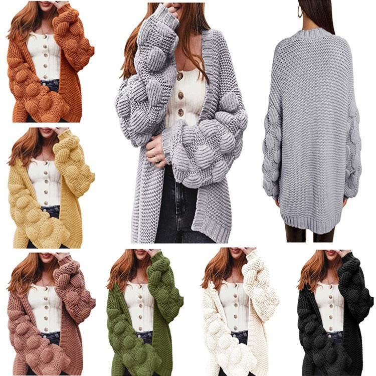 Damen Strickjacke mit strukturierten Ärmeln WW