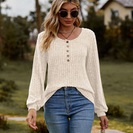 Damen Strickoberteil mit Knopfdetails und lässigem Schnitt WW