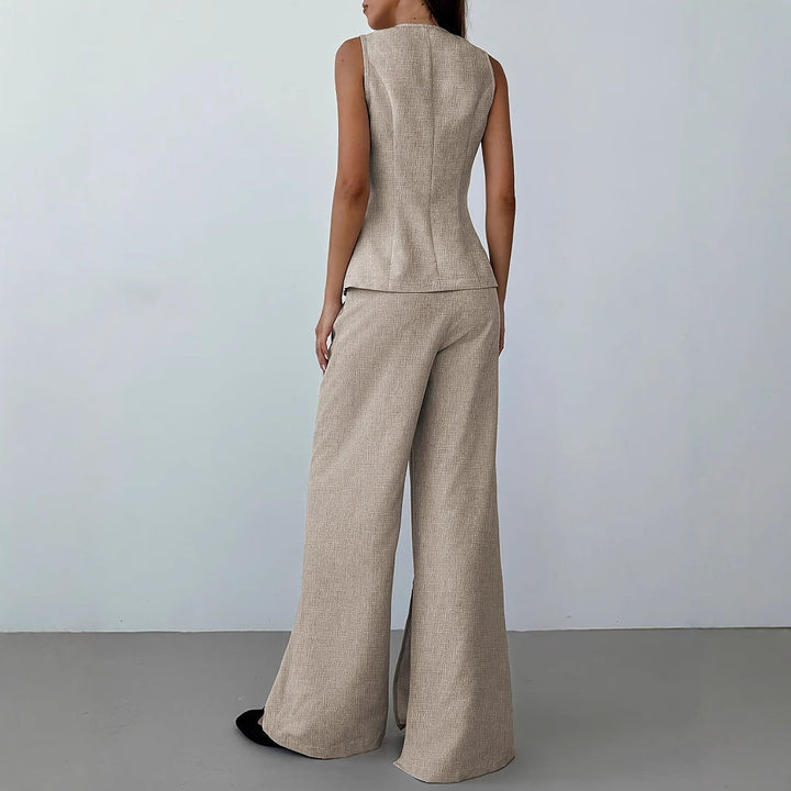 Damen elegantes Anzug-Set mit tailliertem Blazer und weit geschnittene Hose W&W Mode