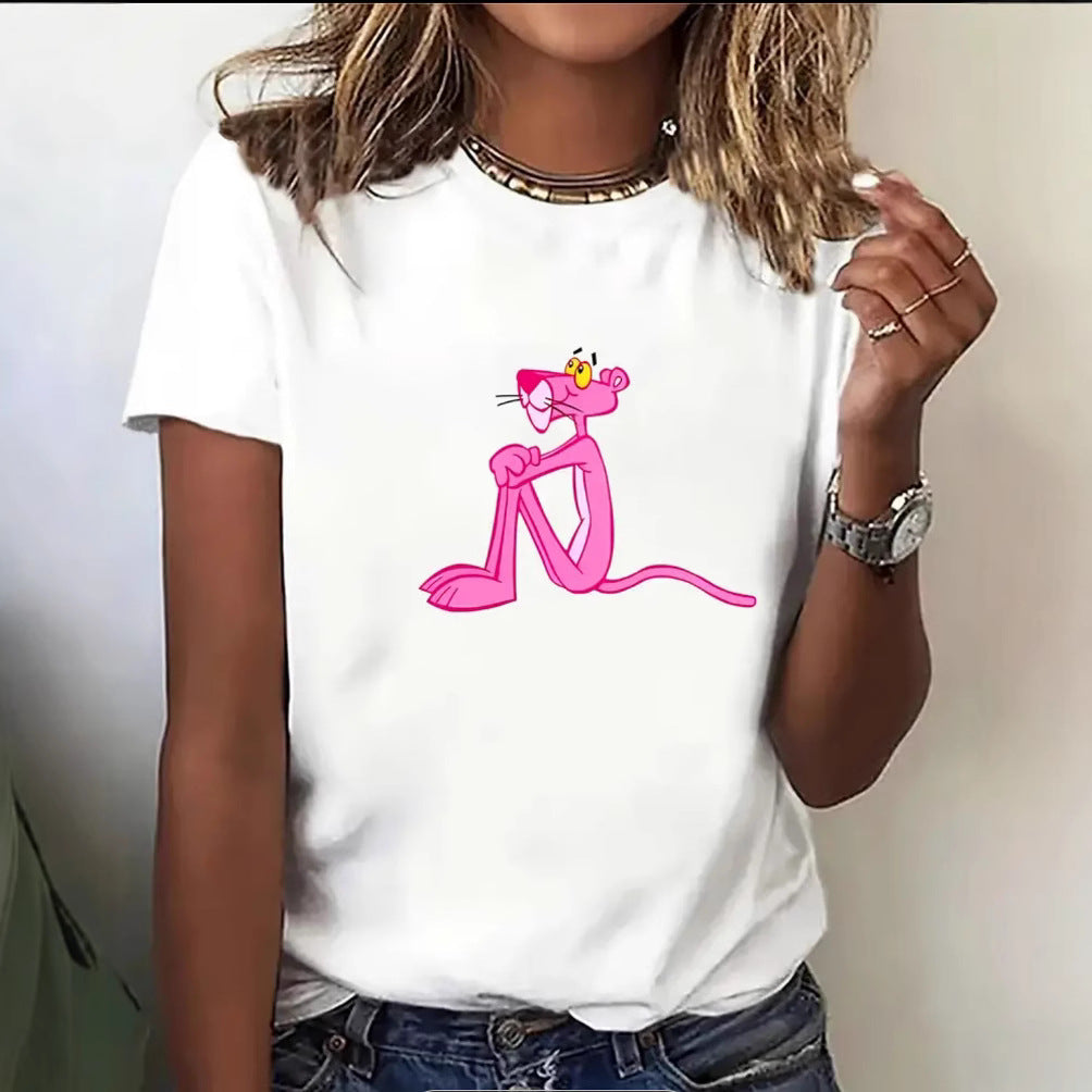 Damen T-Shirt mit hochwertigem Pink Panther Grafikdruck WW