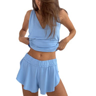 Damen Schlafset mit verstellbarem Bund und V-Ausschnitt WW