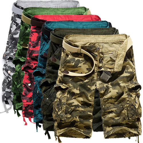 Herren Camo Cargo-Shorts mit mehreren Taschen und verstellbarem Bund WW