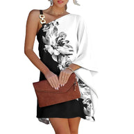 Damen asymmetrisches Modekleid mit floralem Design und elegantem Träger WW
