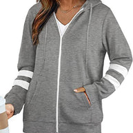 Damen sportliche Kapuzenjacke mit kontrastierenden Streifen WW