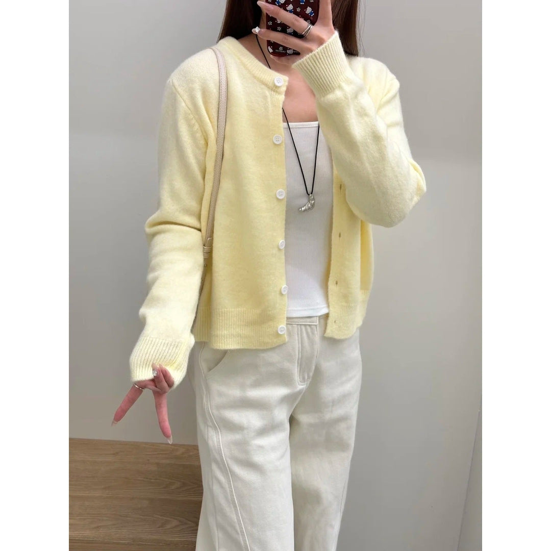 W&W Mode | Damen Fein Gestrickte Jacke mit V-ausschnitt und Knopfleiste