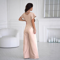 Damen Jumpsuit mit elegantem V-Ausschnitt und weitem Bein WW