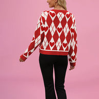 Damen Strickjacke im verspielten Herzdesign mit Knopfleiste WW