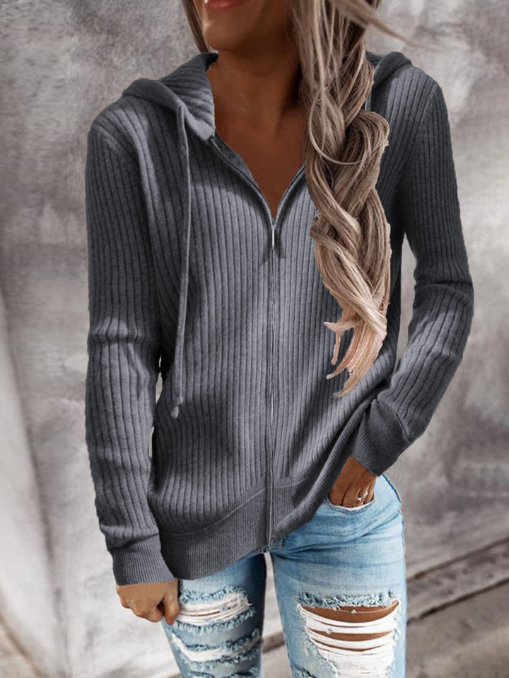 Damen Kapuzenjacke mit Rippstruktur und praktischen Taschen W&W Mode