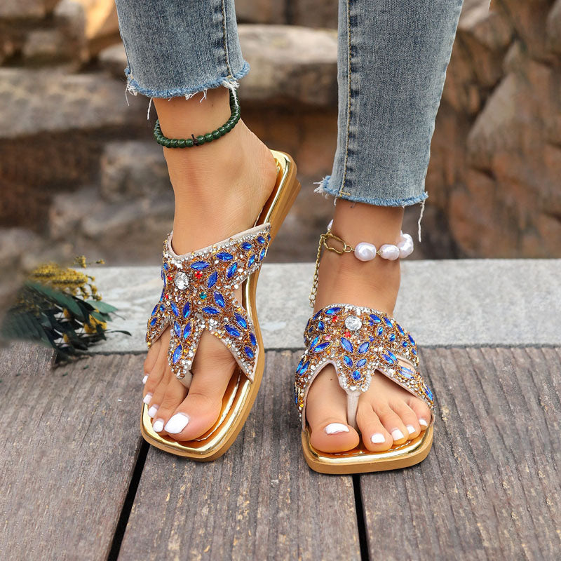 WW | Luxe Zehensandalen Mit Strasssteinen Für Damen