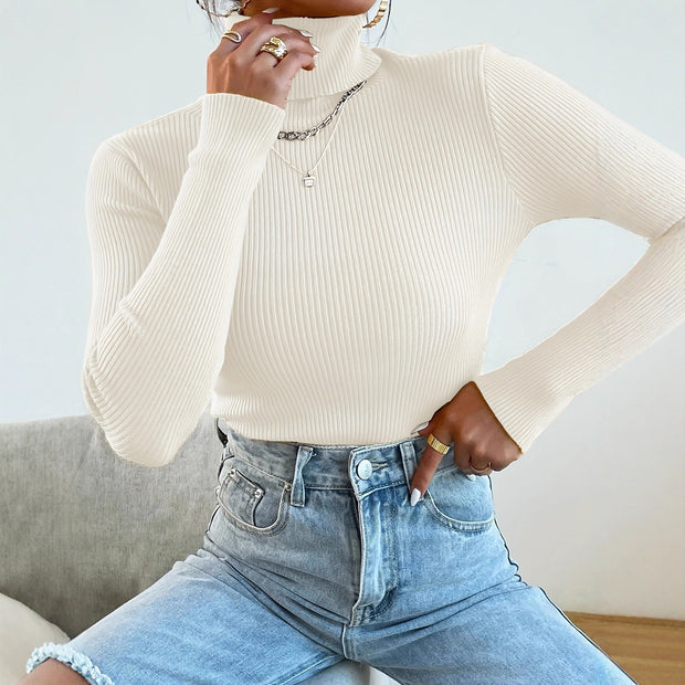 Damen Rollkragenpullover mit modernem Rippdesign WW