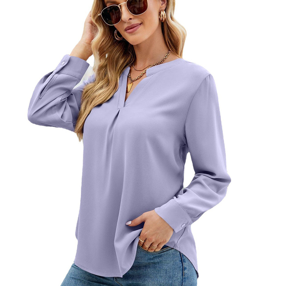 Damen Bluse mit femininer V-Ausschnittgestaltung und elegantem Schnitt WW