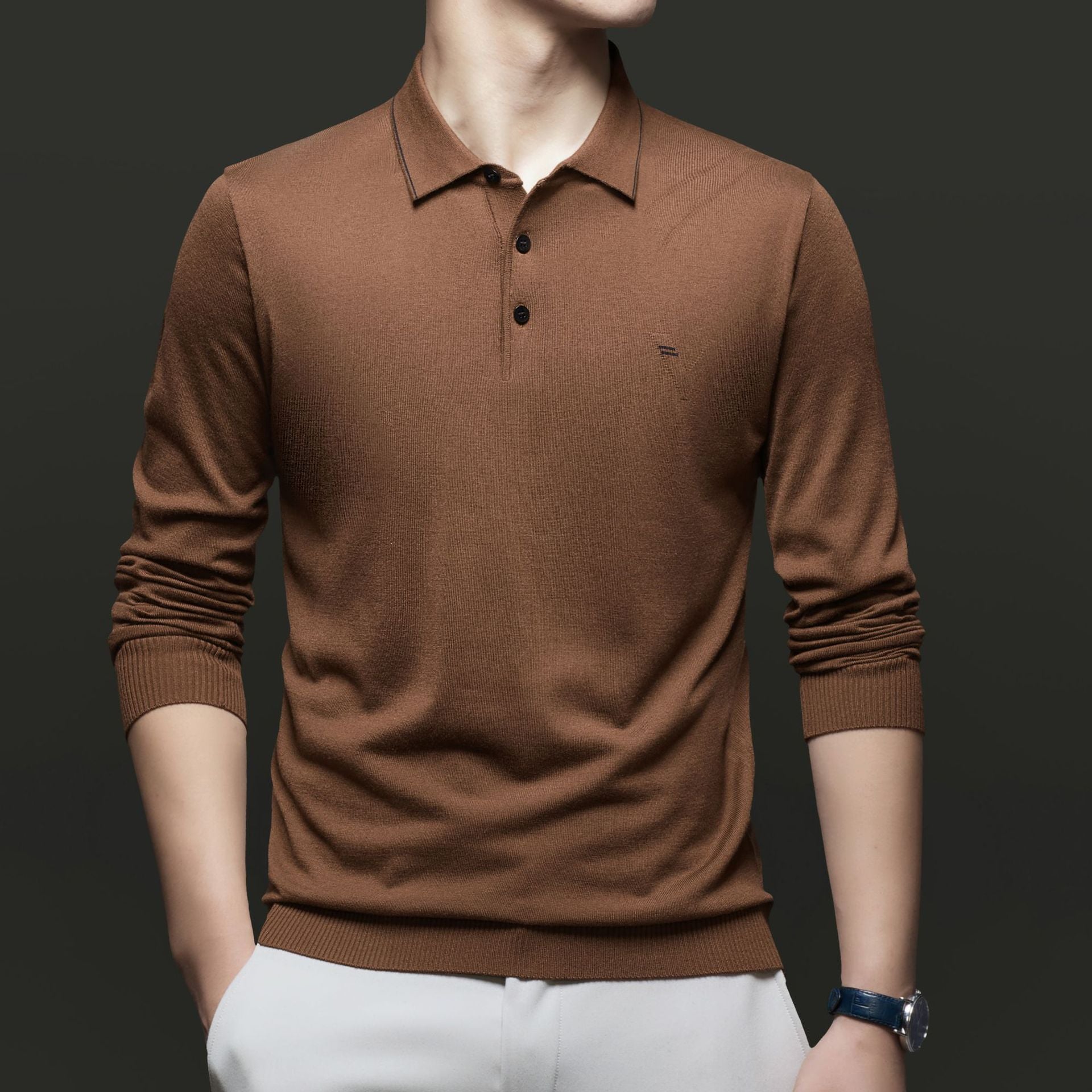 Herren Pullover mit poloartigem Kragen und modernen Akzenten WW