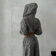 Damen Baumwoll-Loungewear-Set mit Leoparden-Design WW