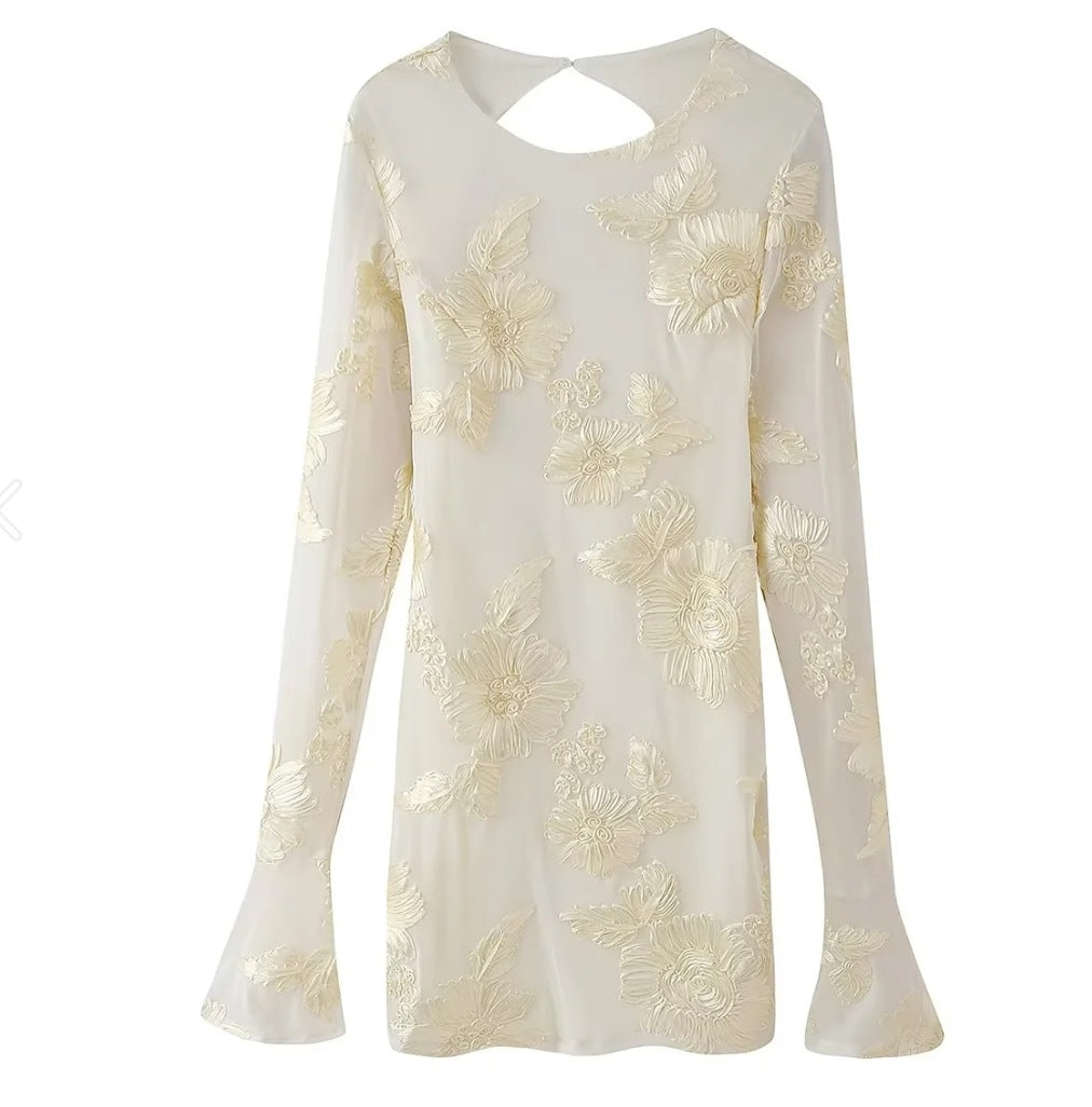 Damen Elegantes und florales Chiffonoberteil mit langen Ärmeln W&W Mode