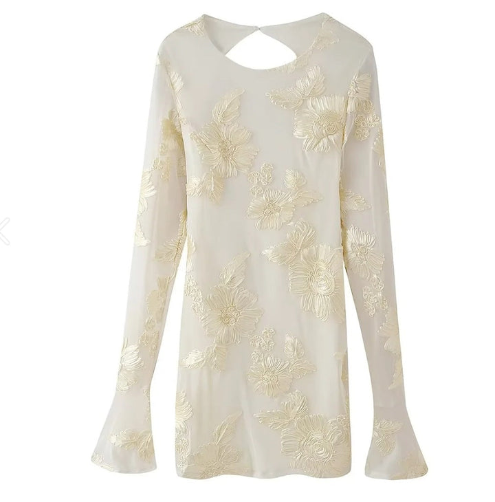 Damen Elegantes und florales Chiffonoberteil mit langen Ärmeln W&W Mode