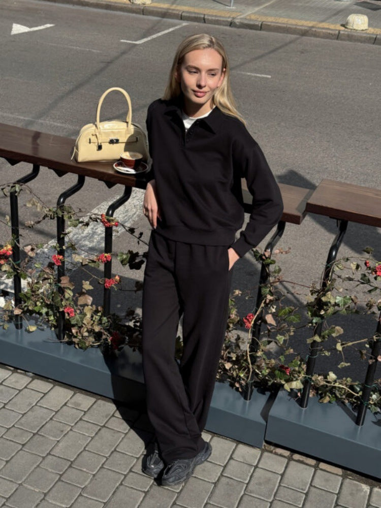Damen sportlicher Freizeit-Loungewear mit Kragen WW