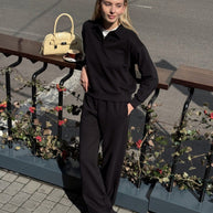 Damen sportlicher Freizeit-Loungewear mit Kragen WW