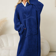 Damen Kuscheliger Hoodie-Decke mit großen Taschen und kontrastierendem Innenfutter WW
