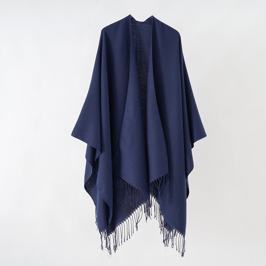 Damen modischer Fransen-Poncho aus weichem Material mit luxuriösem Fall WW