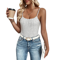 Damen figurbetontes Rippenshirt mit Spaghettiträgern WW