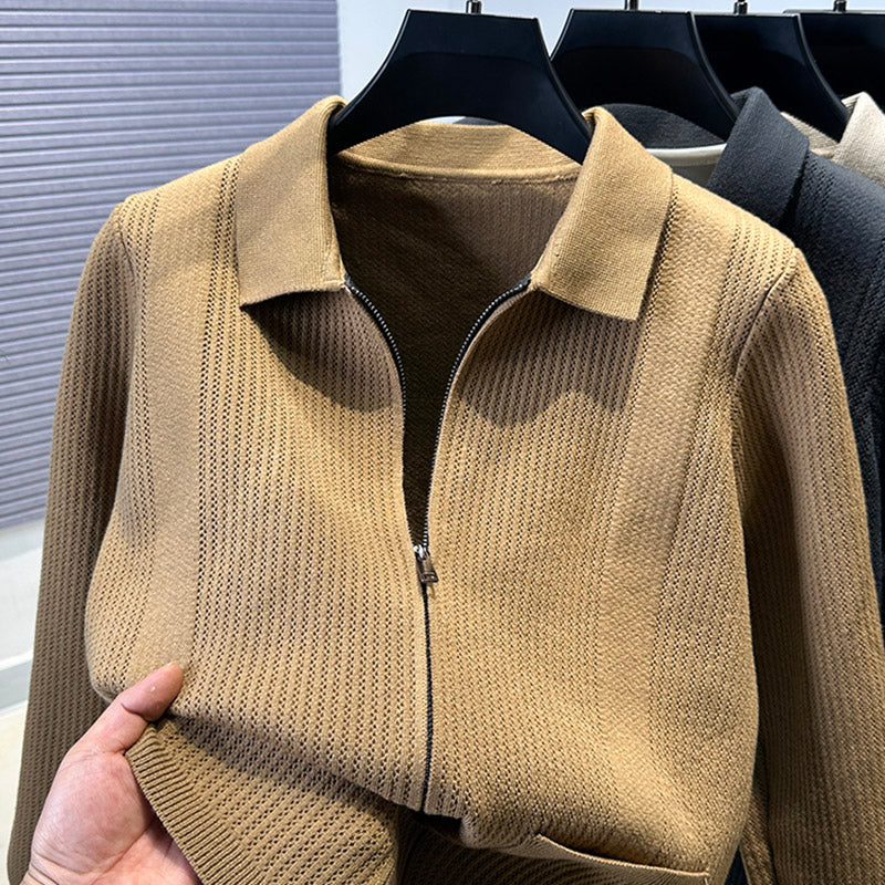 Damen Pullover mit strukturiertem Reißverschluss und klassischem Kragen WW