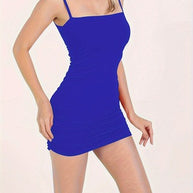 Damen figurbetontes Minikleid mit verstellbaren Trägern und Raffung WW