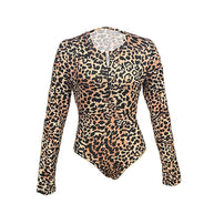 Damen Langarm Body mit aufregendem Leopardenmuster WW