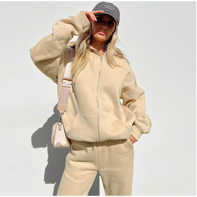 Damen Sport-Fleece-Set mit hochwertigem Reißverschluss und praktischem Taschen WW