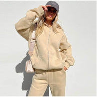 Damen Sport-Fleece-Set mit hochwertigem Reißverschluss und praktischem Taschen WW