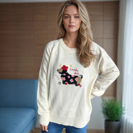 Damen Pullover mit tierischem Motiv und dekorativen Stickereien WW