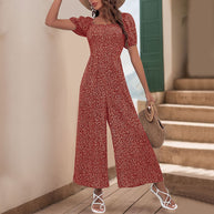 Damen Oversized Jumpsuit mit Puffärmeln und elastischem Taillenbund WW