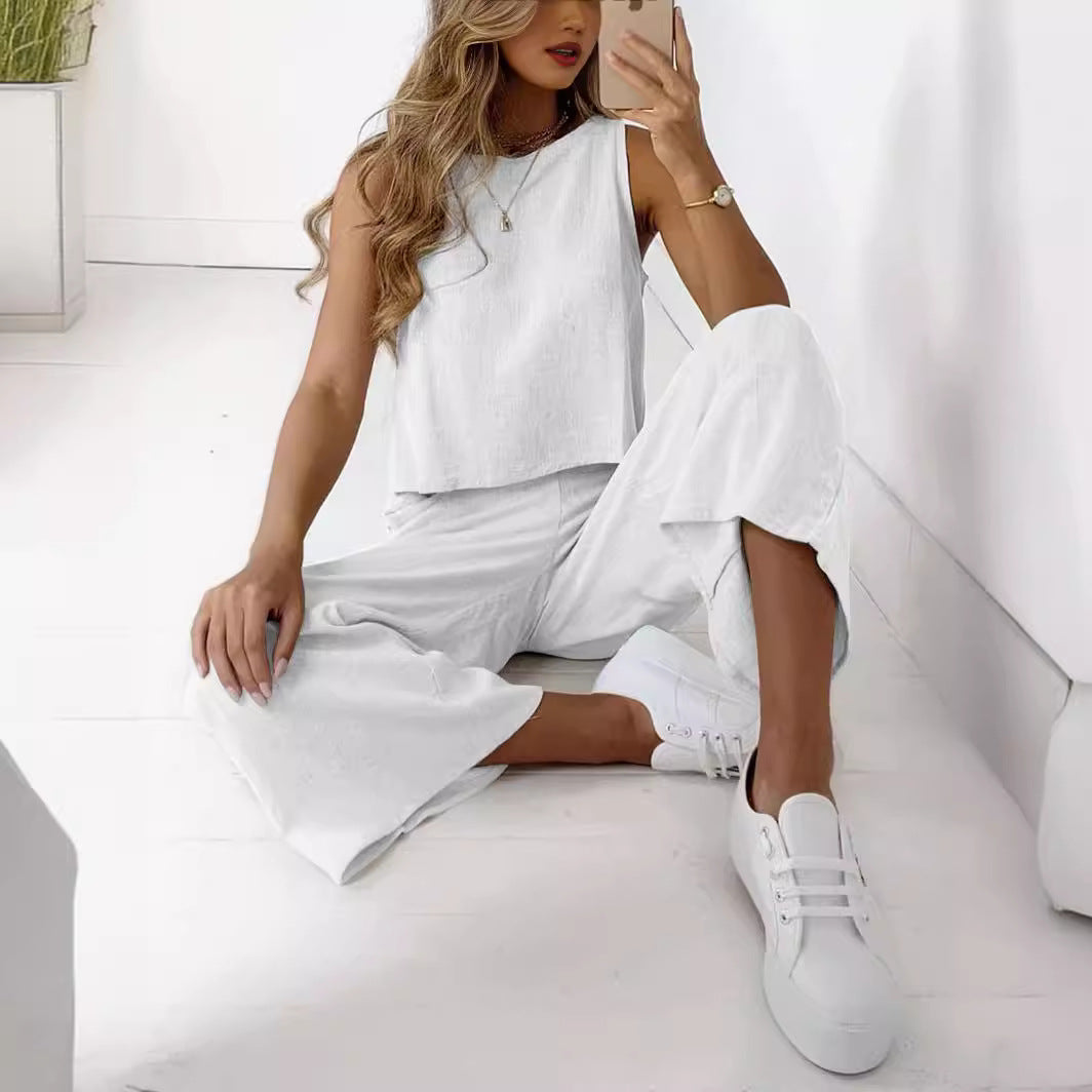 Damen entspanntes Oberteil und weite Hose Set WW