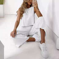 Damen entspanntes Oberteil und weite Hose Set WW
