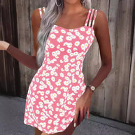 Niedliches Ärmelloses Mini-Strandkleid mit Gänseblümchen-Motiv WW
