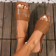 Damen Slide-Sandalen im modernen Design mit eleganten Riemen und komfortabler Sohle WW