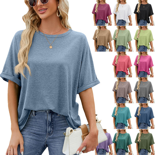 WW | Einfarbiges Kurzarm-Lässiges Lockeres T-Shirt