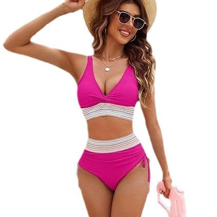 Damen Bikini-Set mit modischem Wickeloberteil und hochgeschnittenen Unterteilen WW