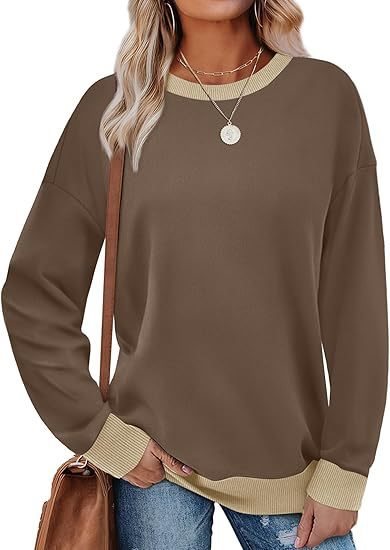 Damen Bequemer Pullover mit Kontrastbündchen WW
