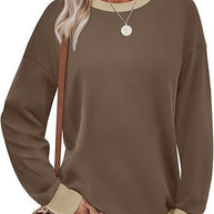 Damen Bequemer Pullover mit Kontrastbündchen WW