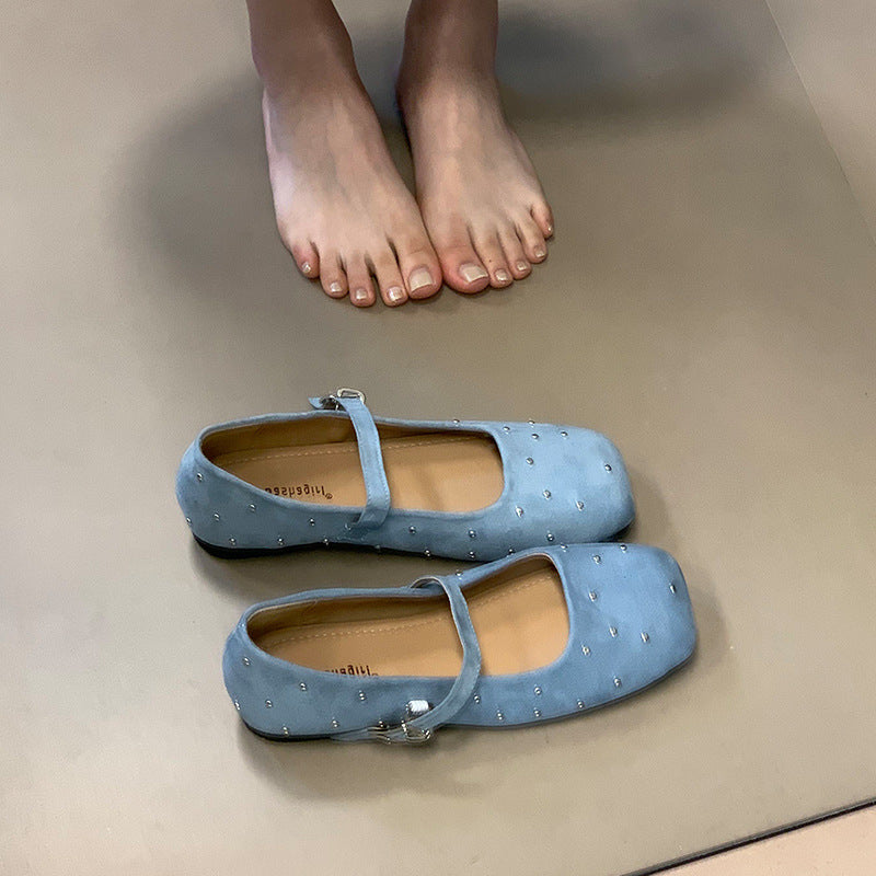 Damen Ballerinas mit elegantem Riemchen und zarten Strassdetails WW