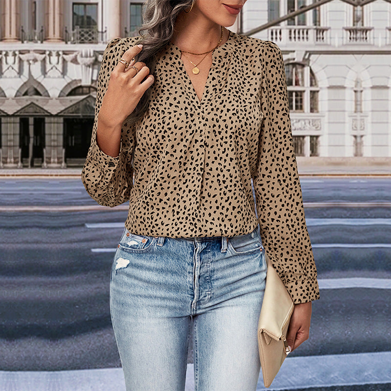 Damen Bluse mit modernen Punkte-Design und eleganten Rüschen WW