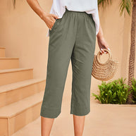 Damen bequeme Leinen-Hose mit elastischem Bund W&W