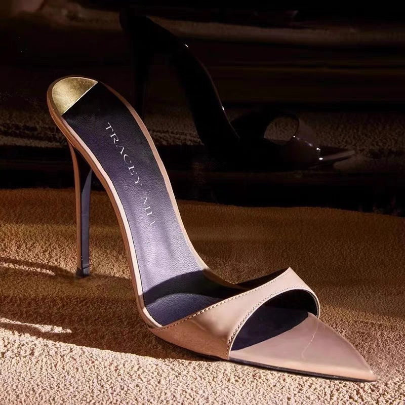 Damen Spitzer Zeh Offene Ferse Stilettos WW