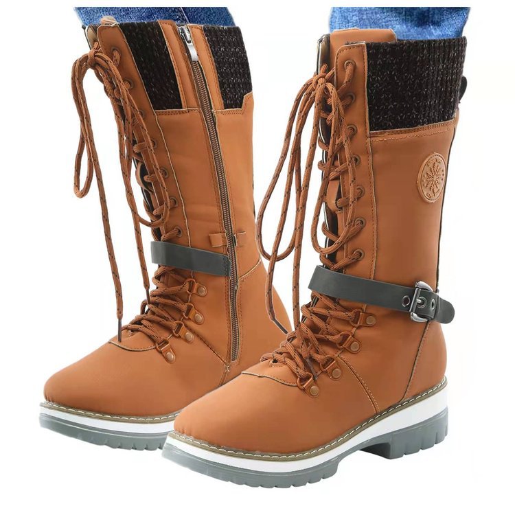 Damen robuste Winterstiefel mit hochschließendem Design und modischen Akzenten WW