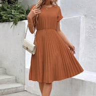 Damen Faltendes Midikleid mit elastischem Bund und kurzen Ärmeln WW