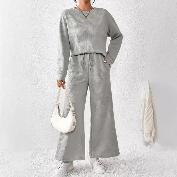 Damen gemütliches Lounge-Set mit strukturiertem Muster WW