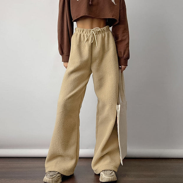 Damen Bequeme Fleece-Hose mit weitem Schnitt WW