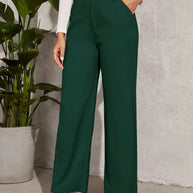 Damen weite Hochbundhose mit eleganter Knopfdetaillierung WW