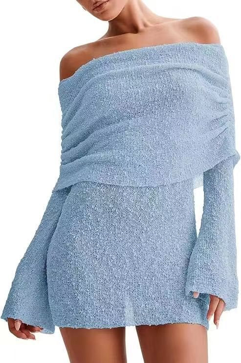 Damen Schulterfreies Minikleid mit glitzerndem Effekt und Übergröße WW